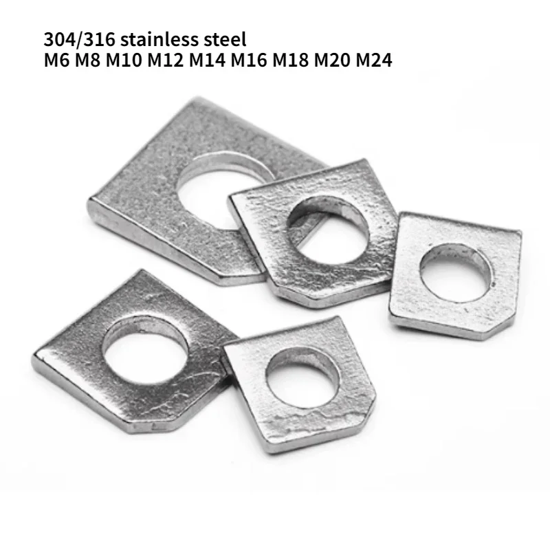 GB/T 853 Stainless Steel Square Taper Washer M6-M24, 304/316 Beveled Wedge Gasket for Channel Steel Slot, Anti-Rotation Hardware