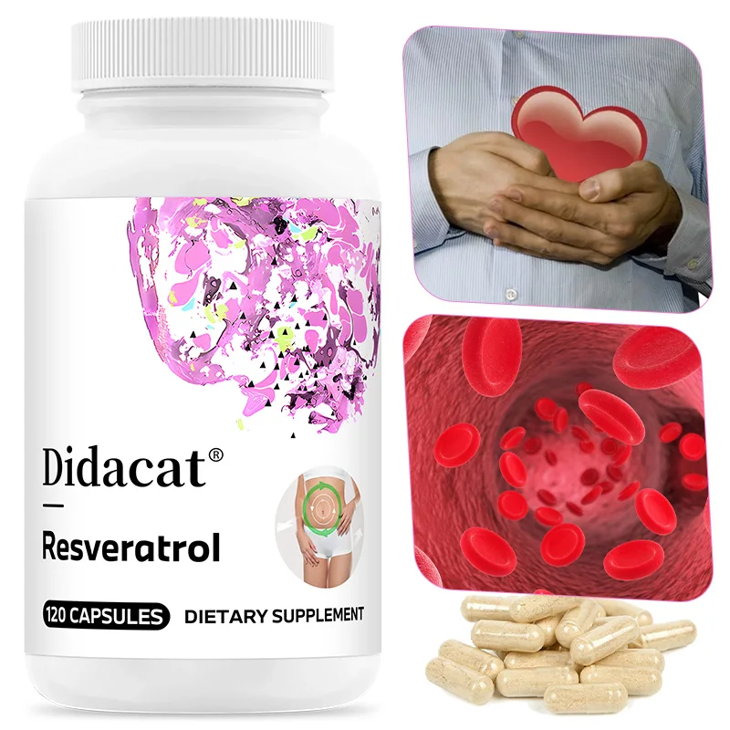 Resveratrol Capsules, Trans-Resveratrol, Quercetin, Antioxidant Supplement for Cardiovascular, Skin & Heart Health, Non-GMO
