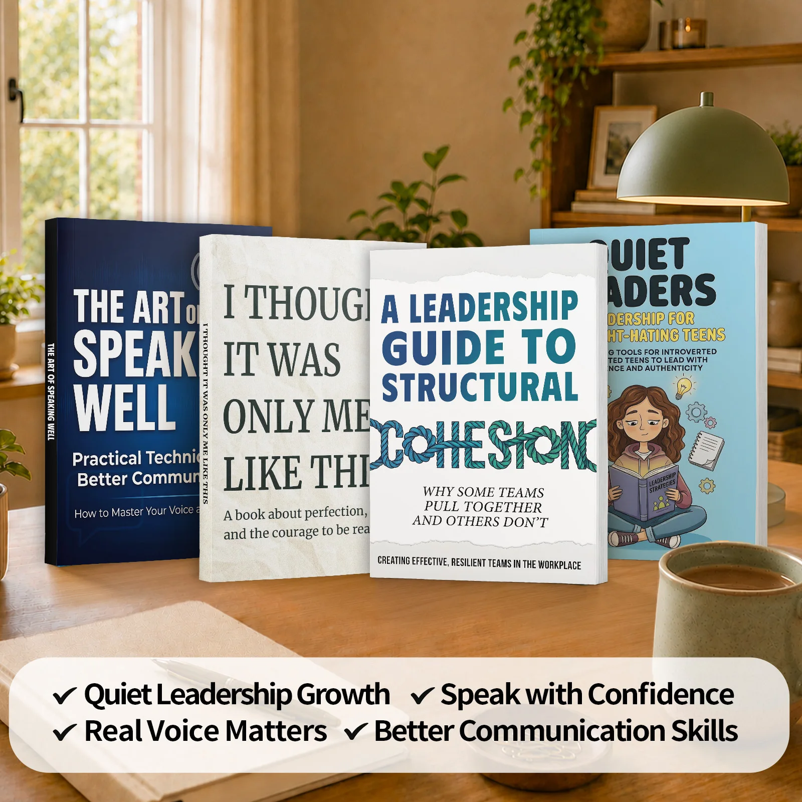 4-Book Communication and Leadership Growth Book Set, Includes A Leadership Guide to Structural Cohesion, Quiet Leaders