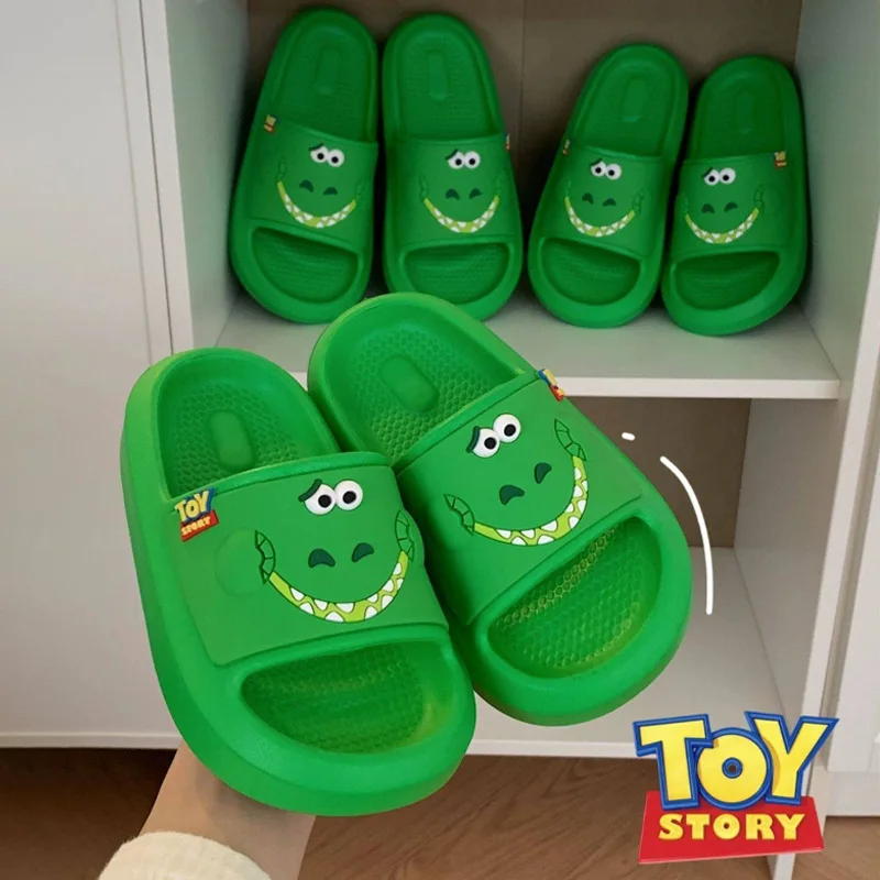 Disney Toy Story Rex Slippers Cute Cartoon Summer Soft Sole Slipper Women Man Bath Flip Flops EVA Non-slip Casual Shoes Sandal