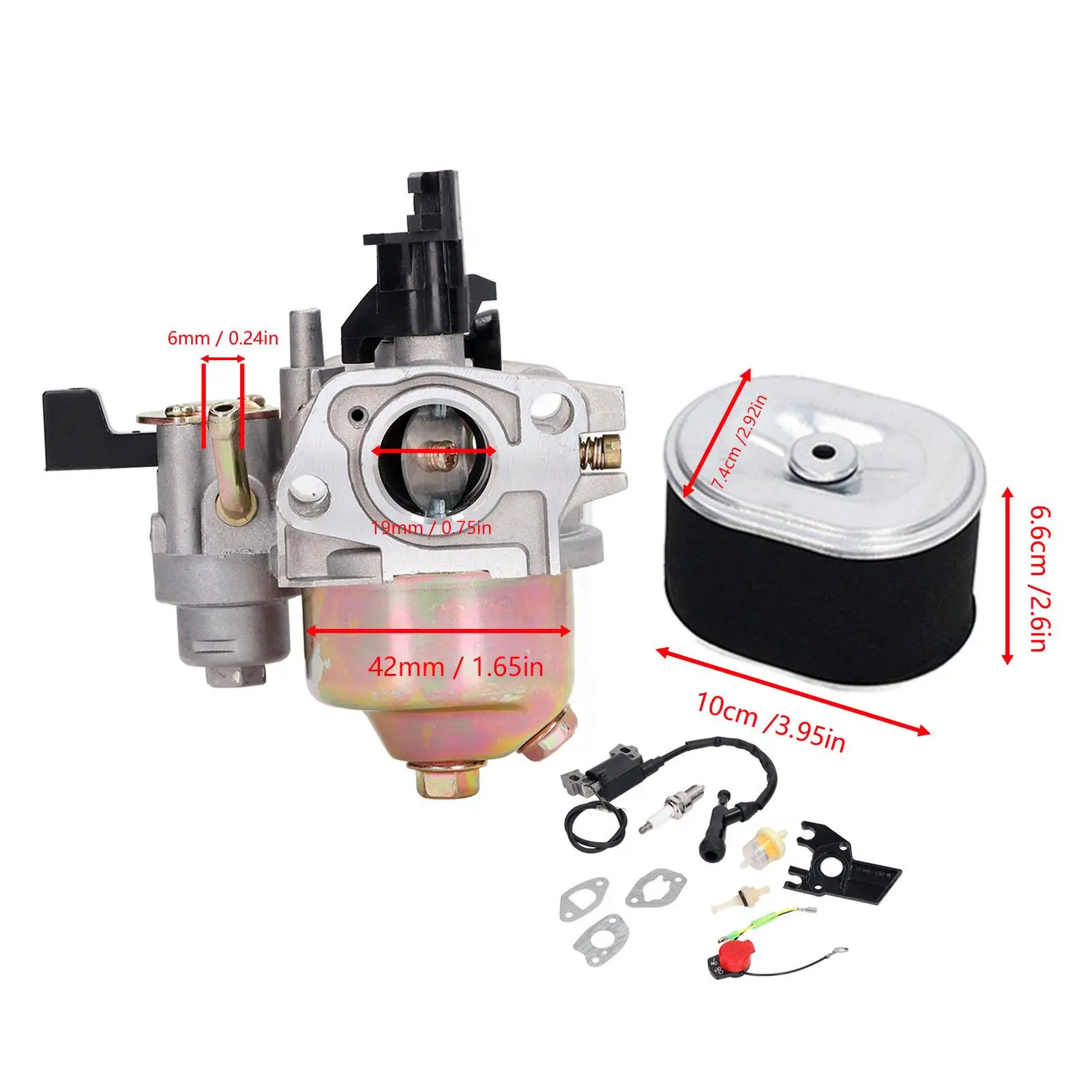 

GX160 GX200 Carburetor Kit with 17210 ZE1 517 Filter for gx120 5HP 5.5HP 6.5HP Engine Replacement Parts