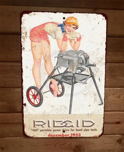 Vintage Look Rigid 1953 Portable Power Drive  Metal Wall Sign Garage Poster