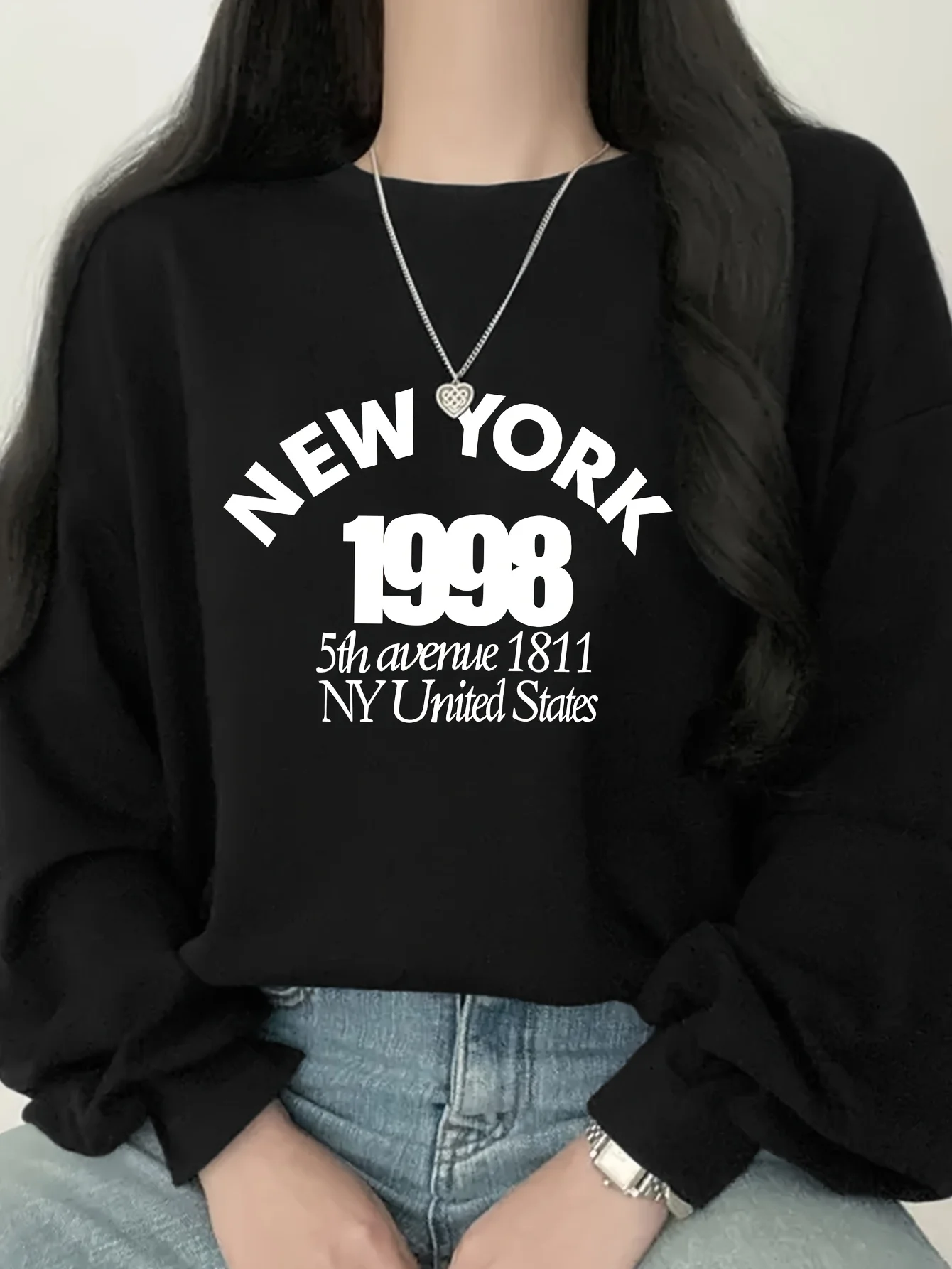 

New York 1998 Graphic Printing Autumn and Winter Cotton Men's and Women's Sweatshirts Outdoor Sports Leisure Fashion Trend