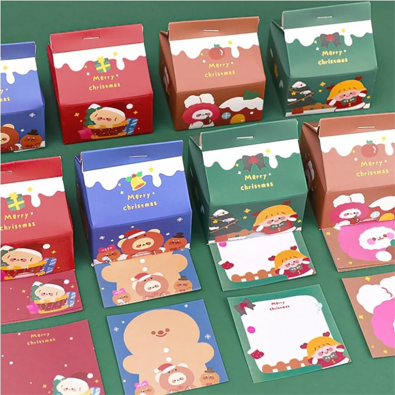 8 pcs/lot Kawaii Christmas Milk Carton Memo pad Sticky Notes Cute N Times Stationery Label Notepad Bookmark Post school supply