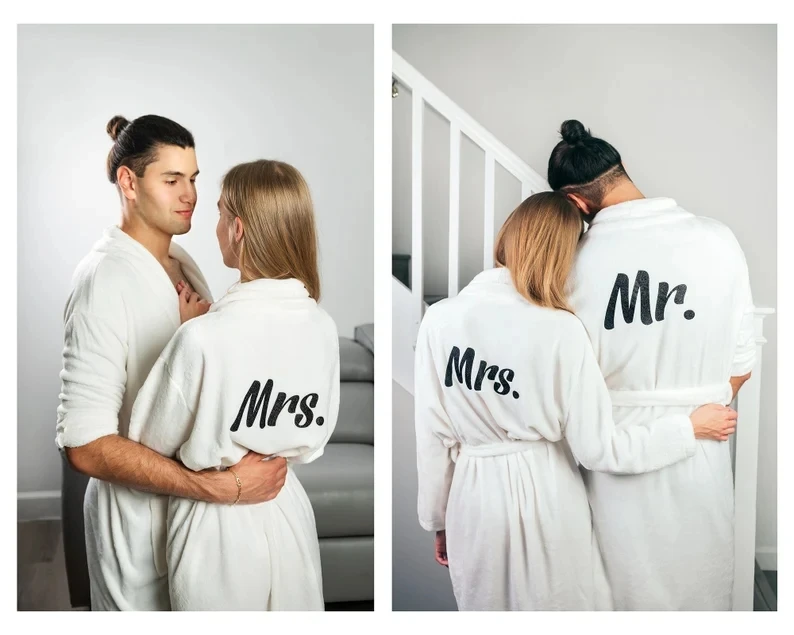 Custom Plush Bathrobe Personalized Terry Robe Bride Groom Customized Mens Bathrobes Valentines Gifts Robes for Couple Bath Robes