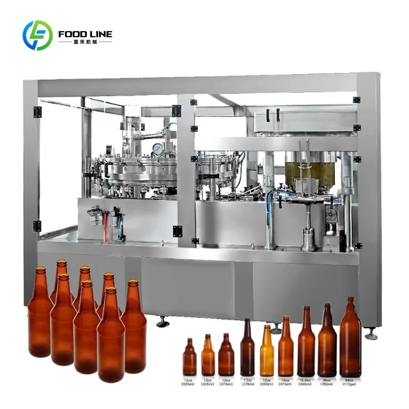 Automatic Carbonated Beer Filling Machine for Glass Bottle Beverage Bottling Plant Rinsing Filling Capping