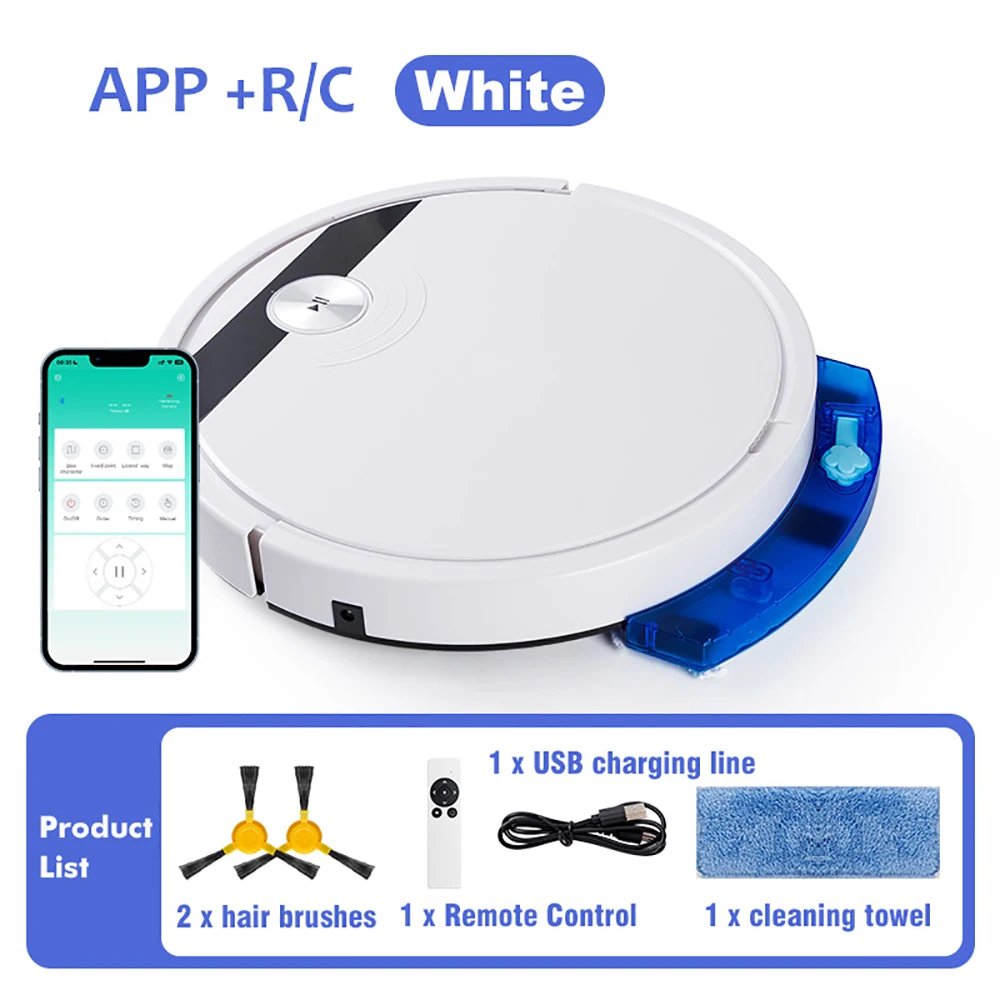 Robot aspirador inteligente con carga USB, Control remoto por teléfono