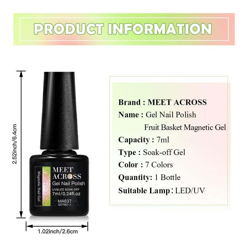 7ml Guava สีเขียวแมวแม่เหล็กเจล Shine Glitter กึ่งถาวร Soak Off UV เคลือบเงา Mint สีเขียวเล็บอุปกรณ์เจล DIY Charm เล็บ