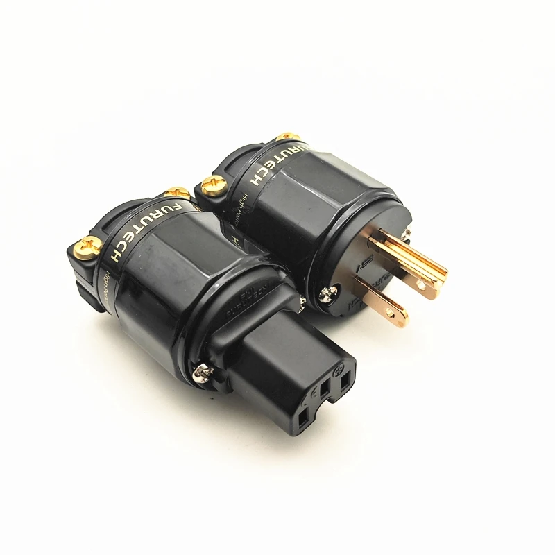 Japan Imported  FURUTECH FI-11-N1(R) Copper Rhodium-Plated Platinum US Fever Audio Power Plug HIFI AC Connector IEC 15A/125V