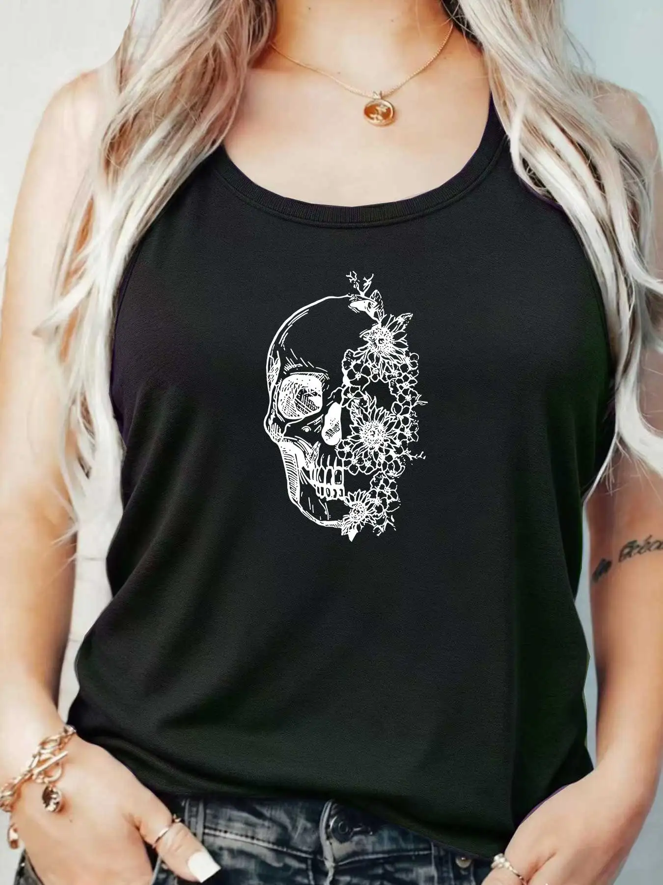 

Loose Fit Printed Pocket T-Shirt for Women with Ribbed Collar round Neck 1-8XL plus Size Comfortable Casual Vest