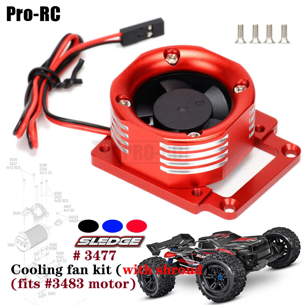 Aluminium Alloy 3476 Cooling Fan Kit for 3483 Motor For TRAXXAS 1/8 SLEDGE 4WD Off-Load Rc Truck 95076-4