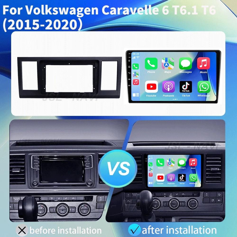 Android 16 Carplay Auto Car Radio For VW Volkswagen Caravelle 6 T6 2015-2020 Multimedia Video Player Navigation GPS Stereo Audio
