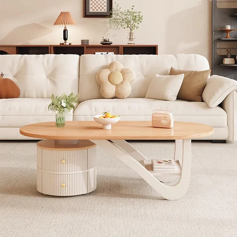 

Customizable Space Saving Modern Coffee Table Living Room Drawers Simple Clear Round Designer