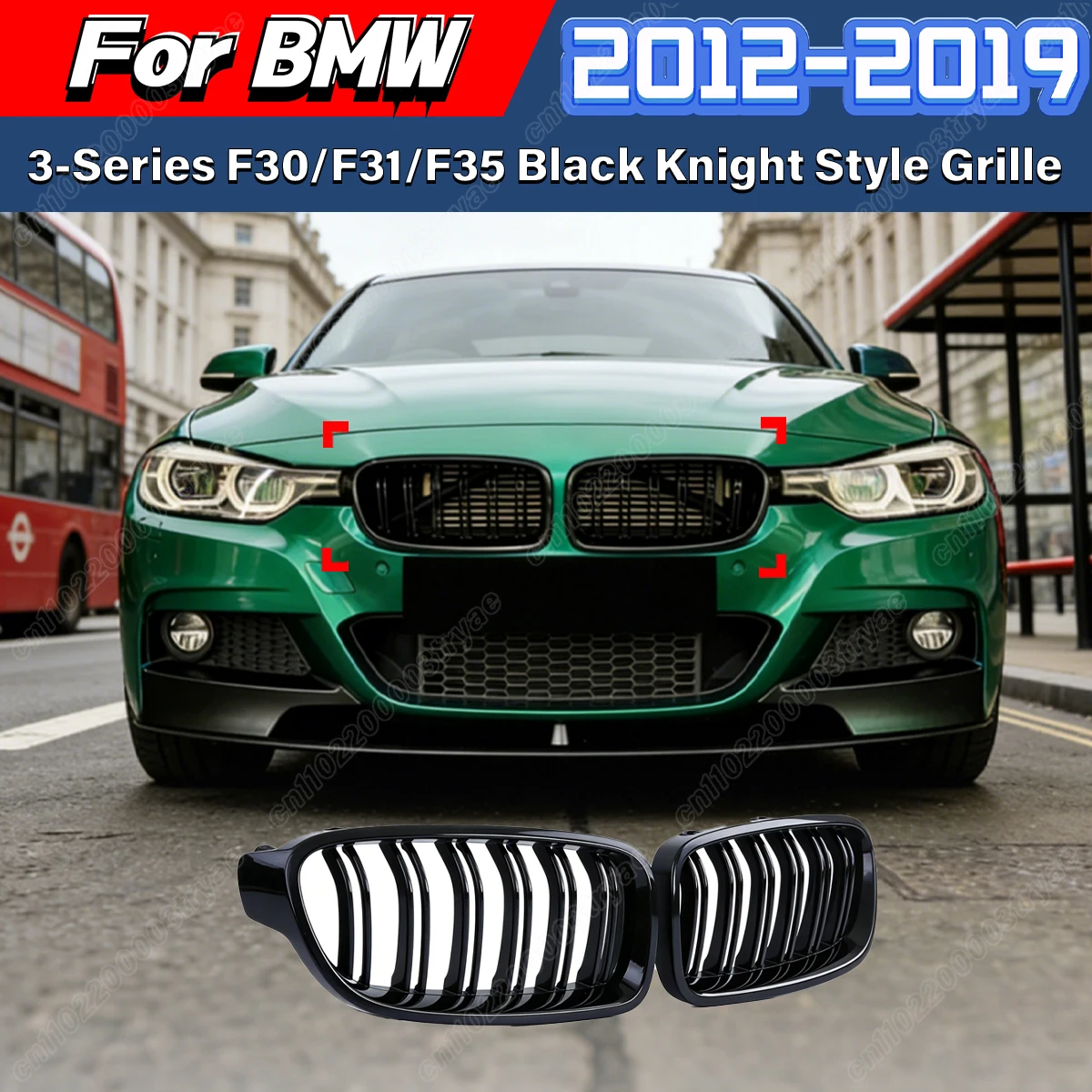 

For BMW 3 Series F30/F31/F35 2012 2013 2014 2015 2016 2017 2018 2019 Automotive Front Bumper Double Slat Radiator Grille Kit