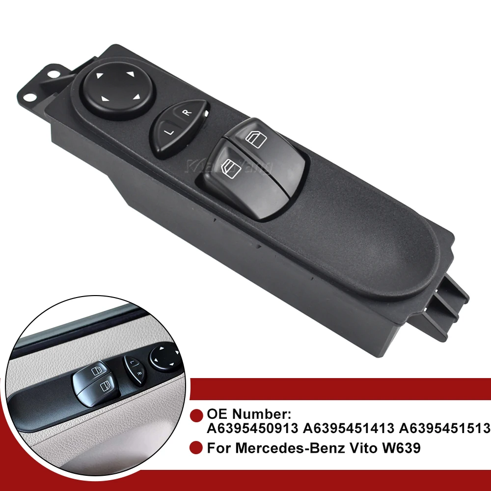 7 Pin Power Master Window Switch Console Button For Mercedes -Benz W639 Vito Mixto Kasten 2003-2015 A6395450913