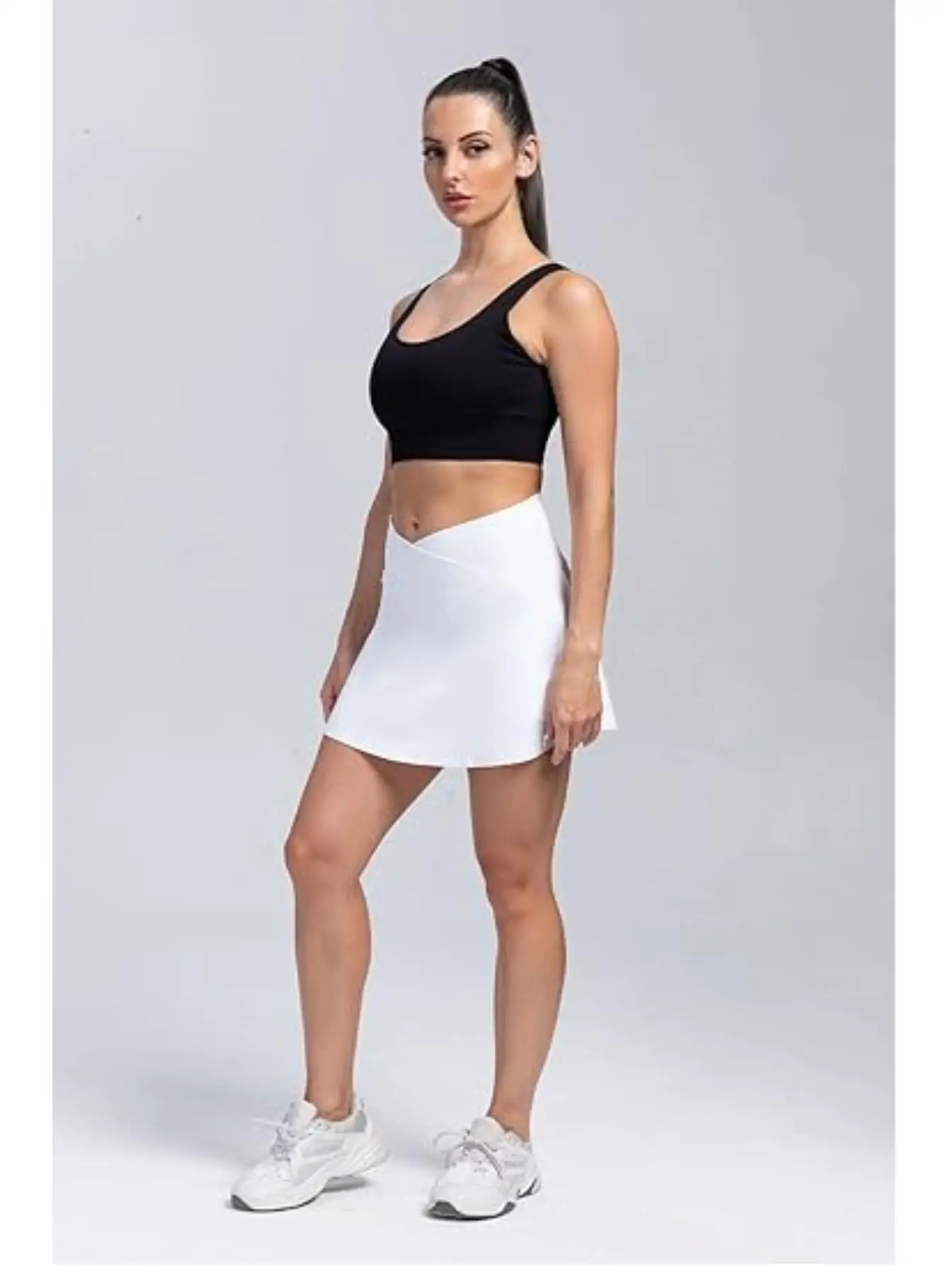 

Womens Pleated Tennis Skirts High Waisted Crossover athletic Skorts for Golf Running Casual Workout