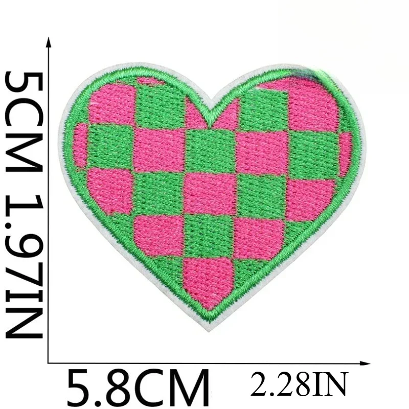 Racing Heart Embroidery Cloth Sticker Colored Love Patch Sticker Bag Decorative Grid