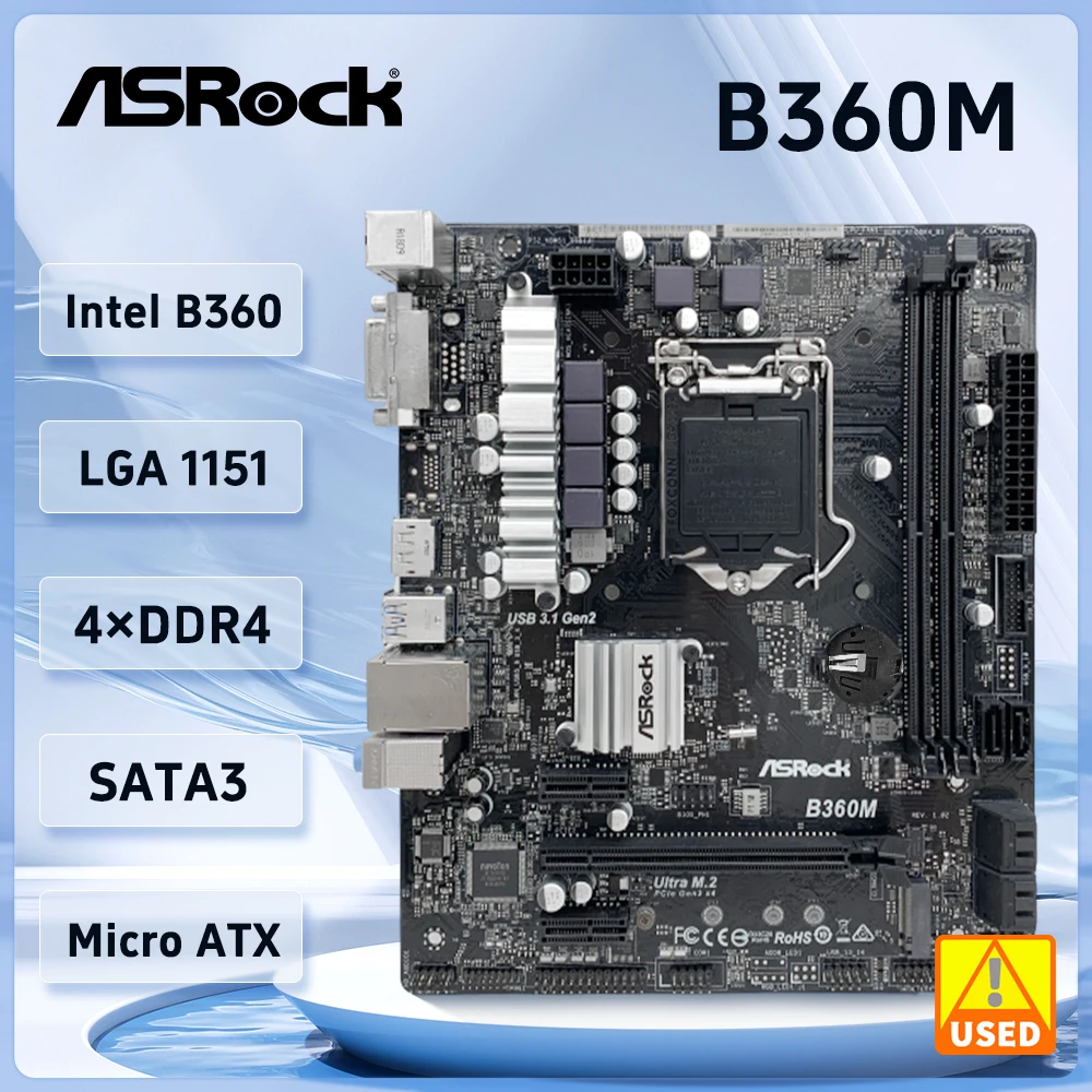 

ASRock B360M Motherboard LGA 1151 Intel B360 DDR4 support Core i3-8300 9400F 8700K Pentium G5600 SATA 6Gb/s Micro ATX