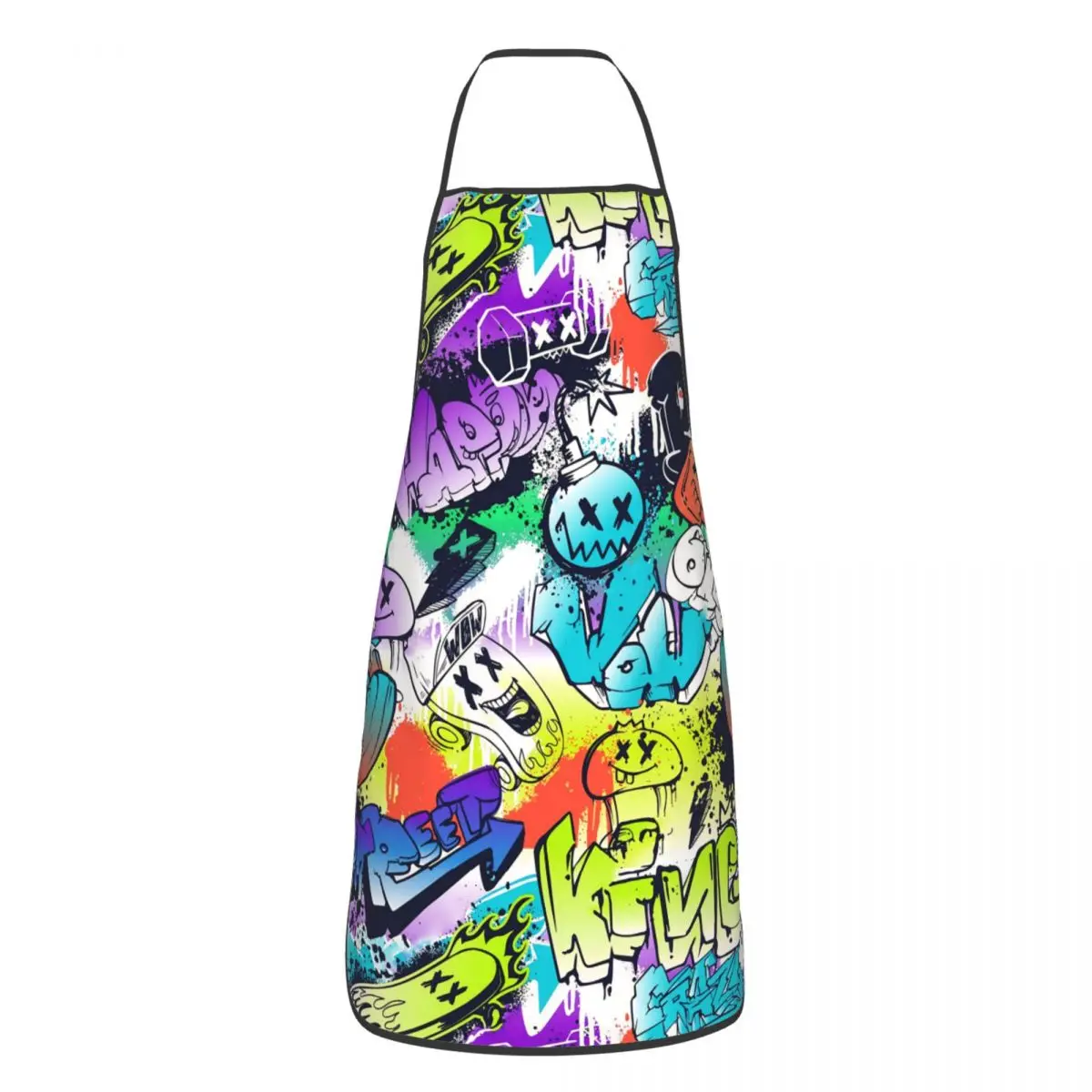 Unisex Street Art Style Words And Cartoon Monsters Bib Apron Women Men Chef Tablier Cuisine Graffiti Art Pattern Painting