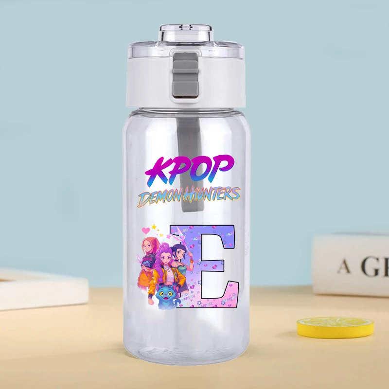 600 مللي KPop شيطان الصيادين زجاجة ماء شفافة الكرتون رسالة مطبوعة أكواب الطلاب المحمولة موضة كوب ماء رياضي الهدايا #4
