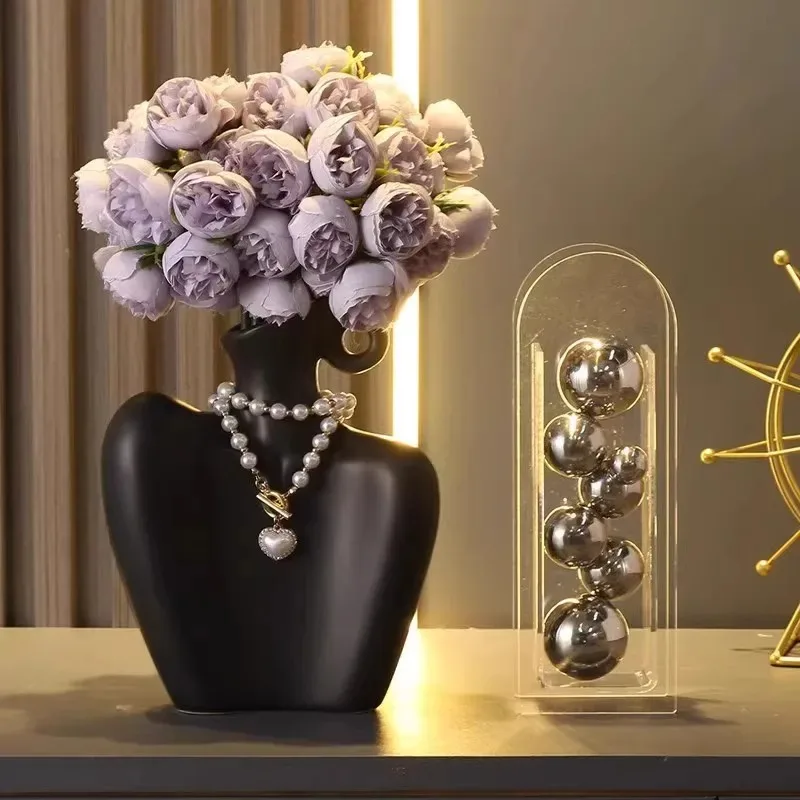 

High-end Ornament Art Human Body Collarbone Ceramic Vase Entrance Desktop Living Room Niche Design Ornament