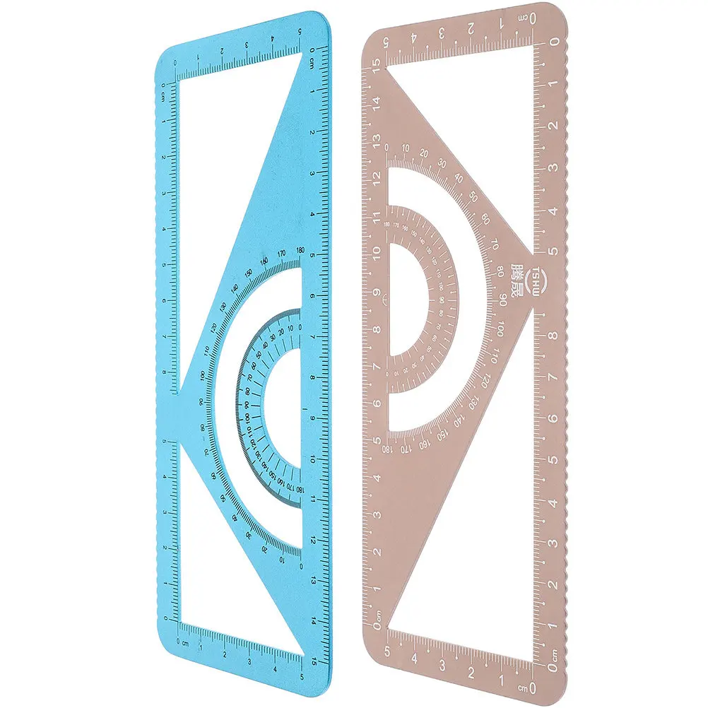 

Набор из 2 многофункциональных линеек из алюминиевого сплава: компактные инженерные линейки для черчения, измерительный инструмент для студентов, прецизионные канцелярские принадлежности для рисования