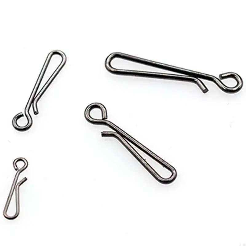200pcs الصيد المفاجئة الارتباط مقطع إطلاق سريع المقاوم المقاوم المقاوم للصدأ للذوبان الاصطناعية معدات الصيد 4 مختلفة الحجم w89f