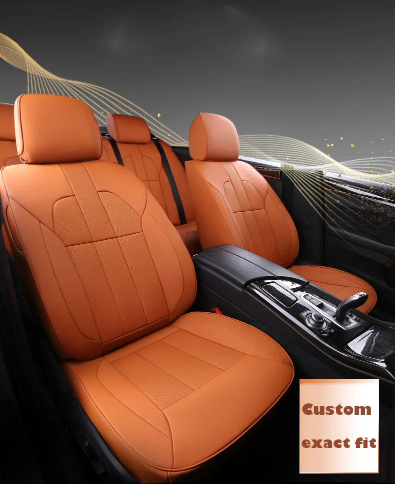 custom cowhide car seat cover leather for 7 seats Volkswagen Sharan Multivan Caravelle Atlas Leatherette car accessories styling