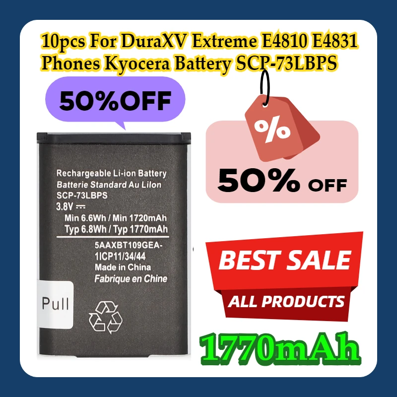 

10pcs For DuraXV Extreme E4810 E4831 1770mAh Phones Kyocera Battery SCP-73LBPS