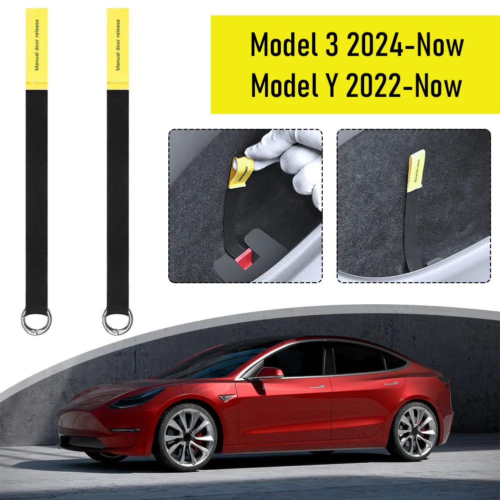 Rear Door Emergencies Safety Pull Rope For Tesla Model 3 Highland 2025 2026 Model Y 2022-2026 Emergency Handle Strip Accessories