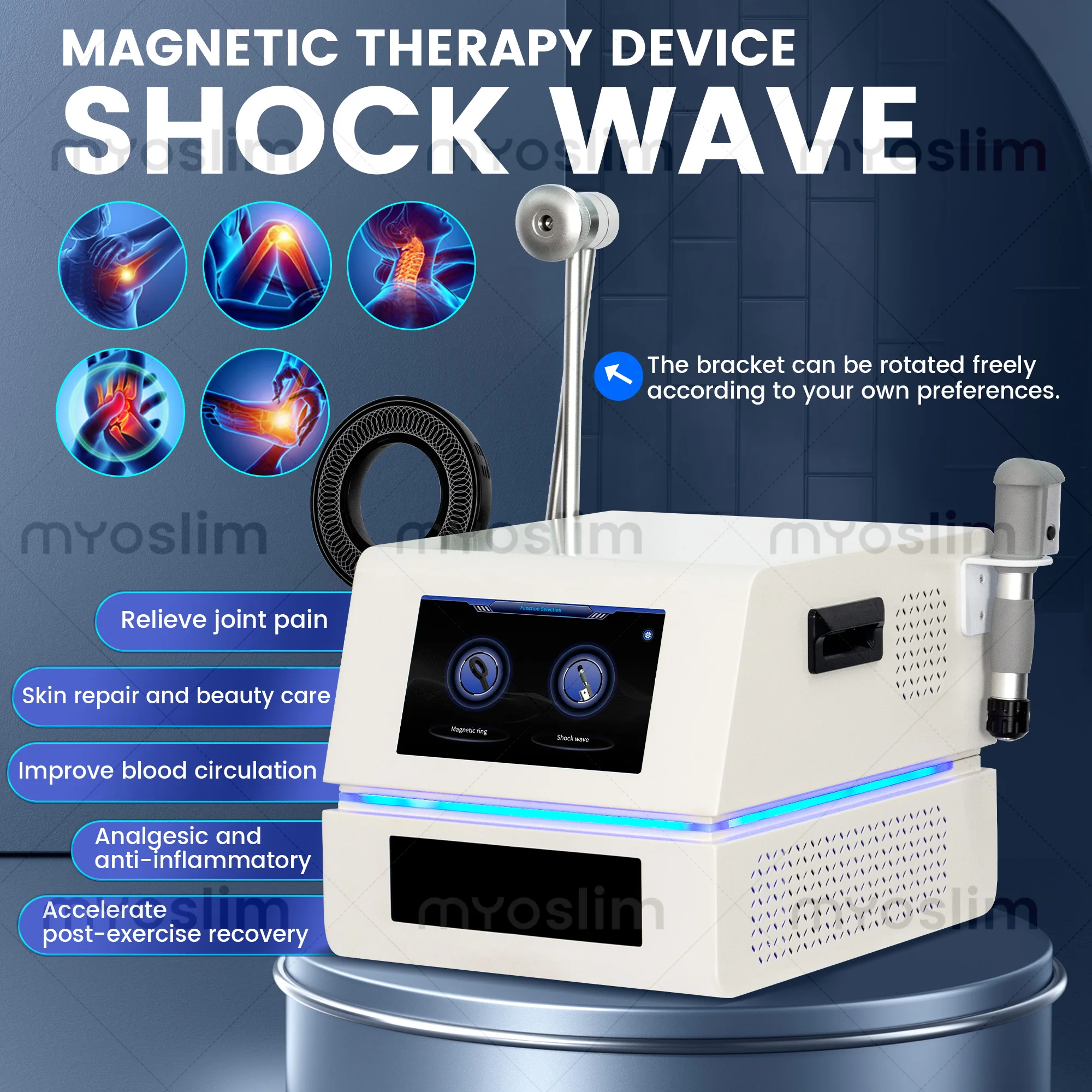 New Portable Dual Handle Magnetotherapy Shockwave Massager Relieves Muscle Discomfort And Full Body Relaxation