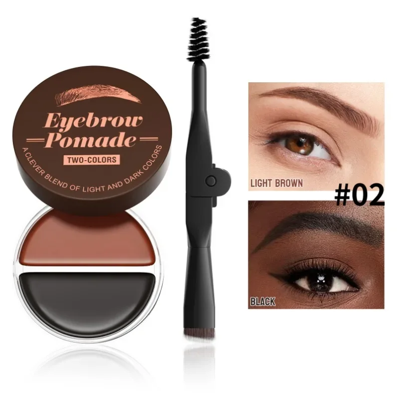 Krem do brwi Hello Kiss Two-Color 2w1 Naturalny Wodoodporny Odporny na pot Długotrwały Wosk do stylizacji brwi w stylu wild