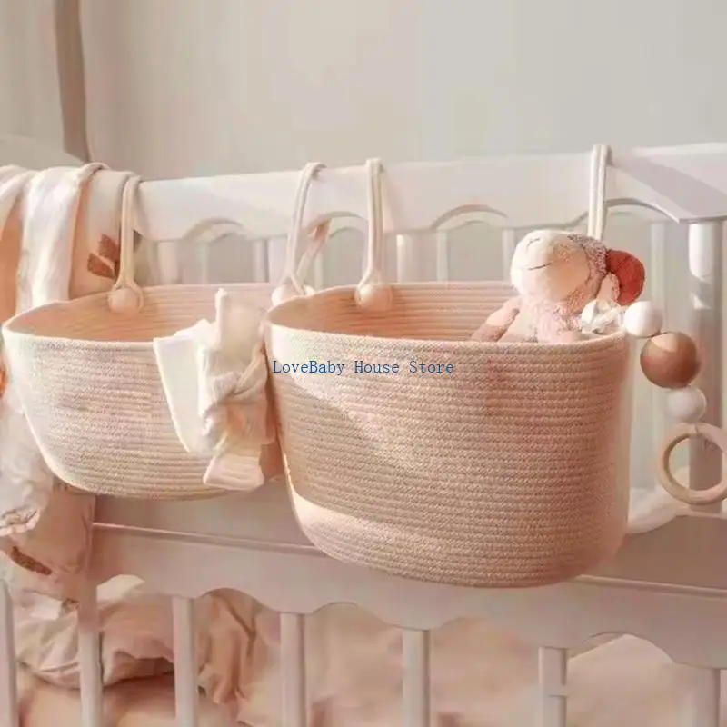 سلة تعليق BX0D منظم لسرير الأطفال، حقيبة تخزين واسعة للمناديل المبللة، حل تخزين الحضانة المحمول #3