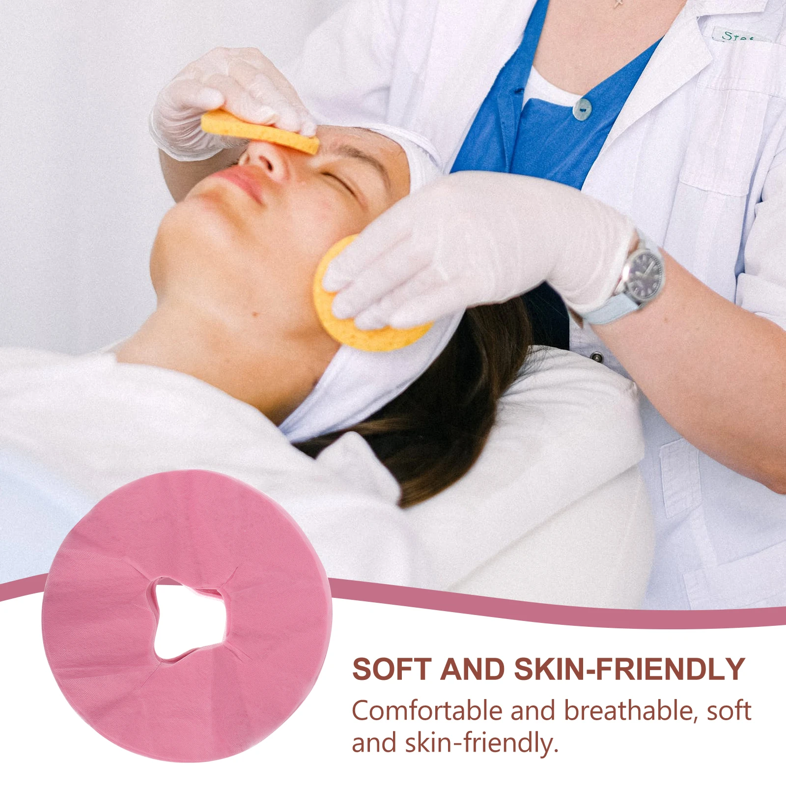50 قطعة منصات تدليك الوجه القابل للتصرف الجمال حصيرة تنفس غير عصا ل سبا صالون عيادة سرير تدليك غطاء ثقب الوجه منشفة #6