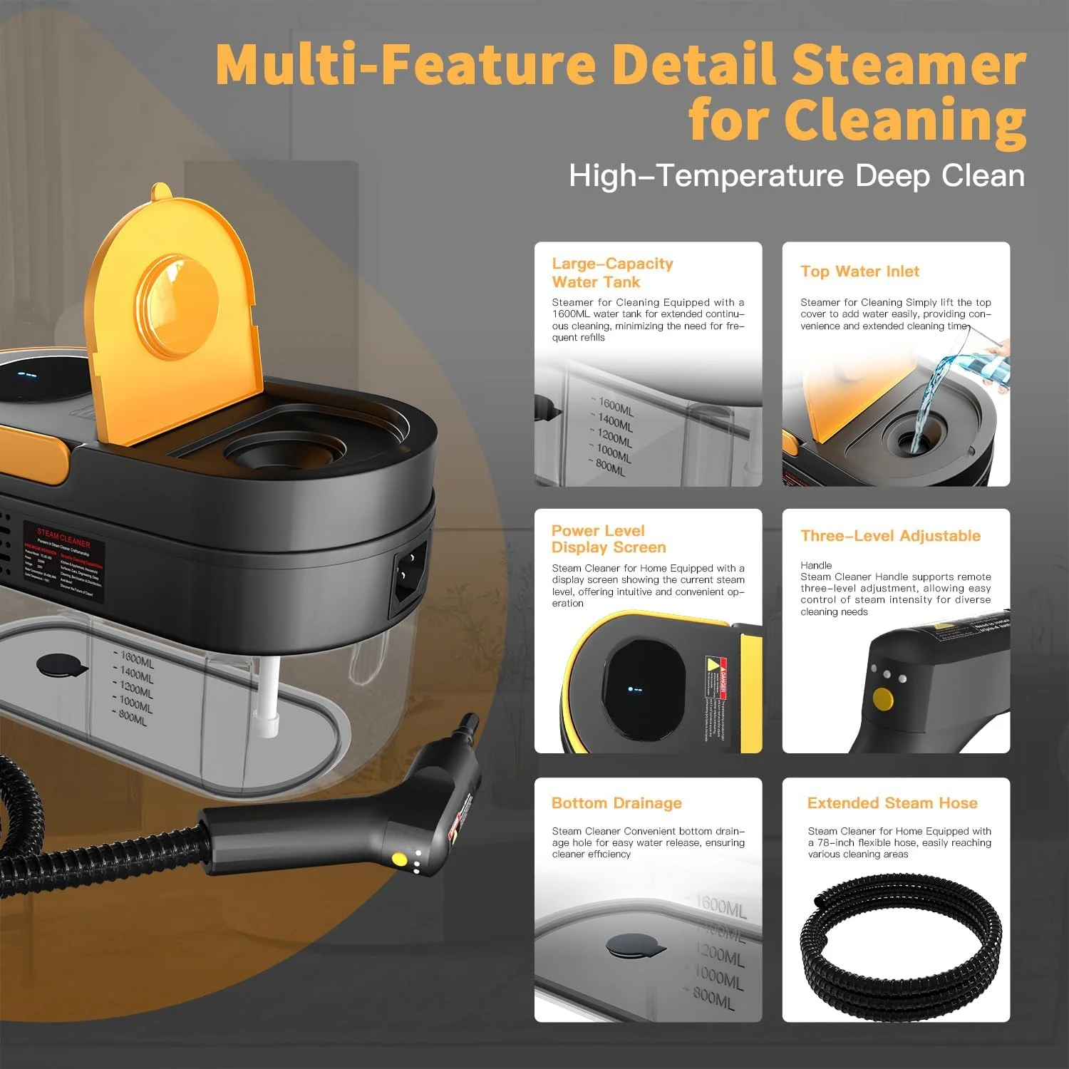 20252500W Handheld High Pressure Steam Cleaner Carpet Sofa Professional Multi Purpose Steam Cleaner for Cleaning - Image 3