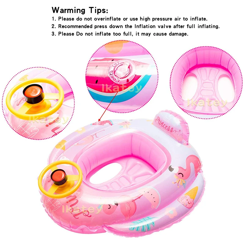 Flamingo Stuurwagen Baby Zwemmen Ring Seat Voor Kinderen Peuters Cartoon Drijvend Opblaasbaar Zwembad Speelgoed Zomer Strand Foto Rekwisieten