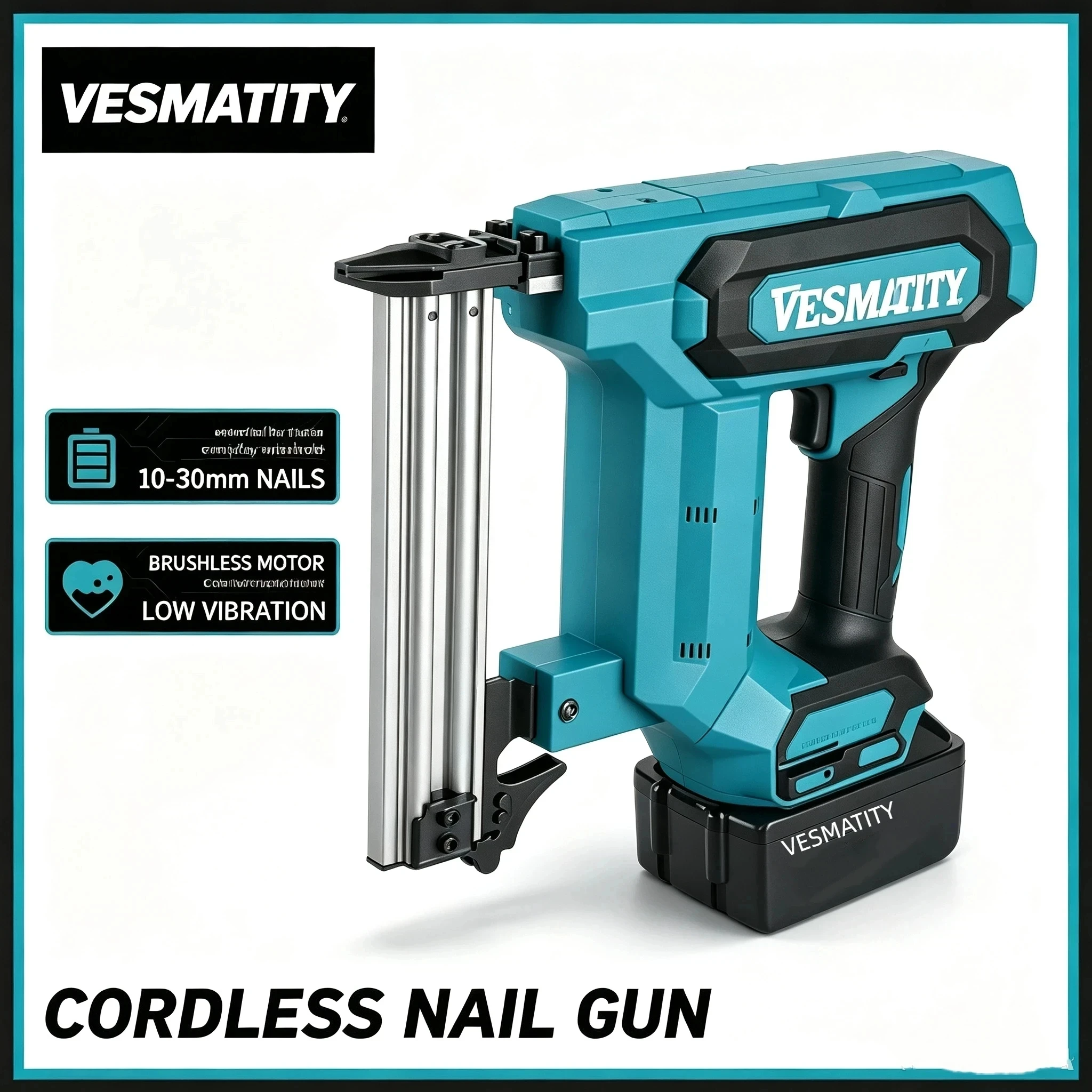 F30 Cordless Nail Gun 18V, 100-Nail Capacity Electric Nailer for Flooring Installation, Shelving Assembly and DIY Woodworking