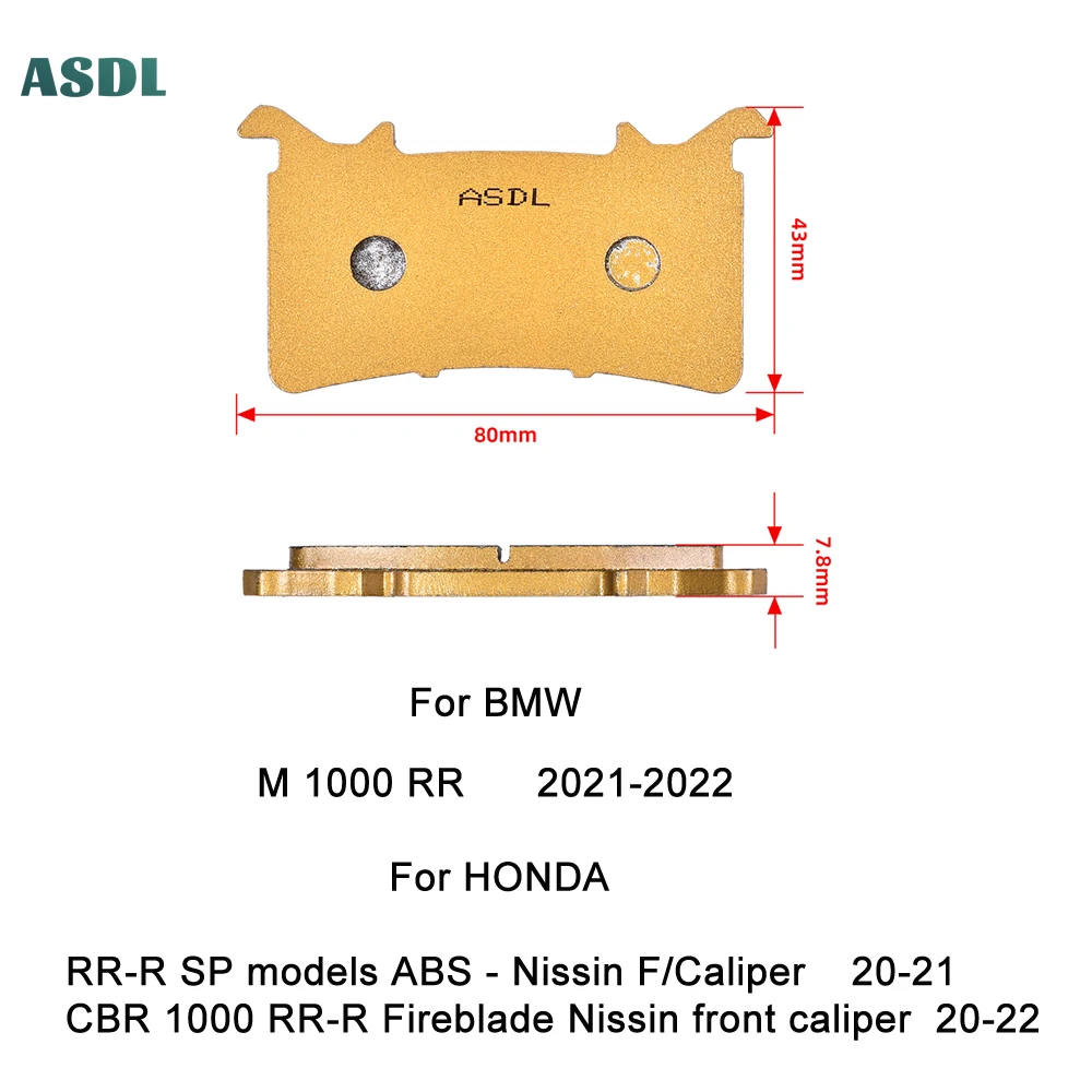 Motorcycle Front Brake Pads For BMW	M 1000 RR 2021-2022 For HONDA RR-R SP models ABS Nissin F/Caliper 20-21 CBR 1000 RR-R 20-22