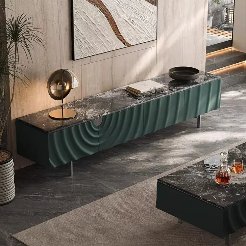 Tv Stand Monitor Stands Furniture Home Light Luxury Microcrystalline Stone TV Cabinet Coffee Table Modern Simple Baking Paint