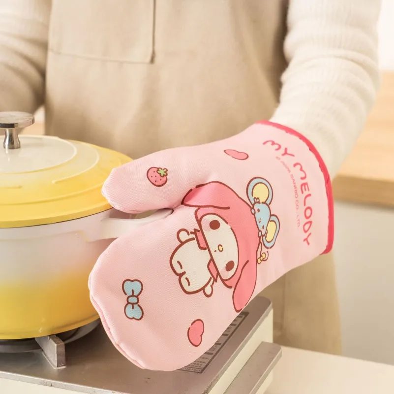 Cute Cartoon Rabbit Print Oven Gloves Heat Resistant Kitchen Gloves Anti-Slip Pot Holder Baking Gloves Cooking Gifts for Women
