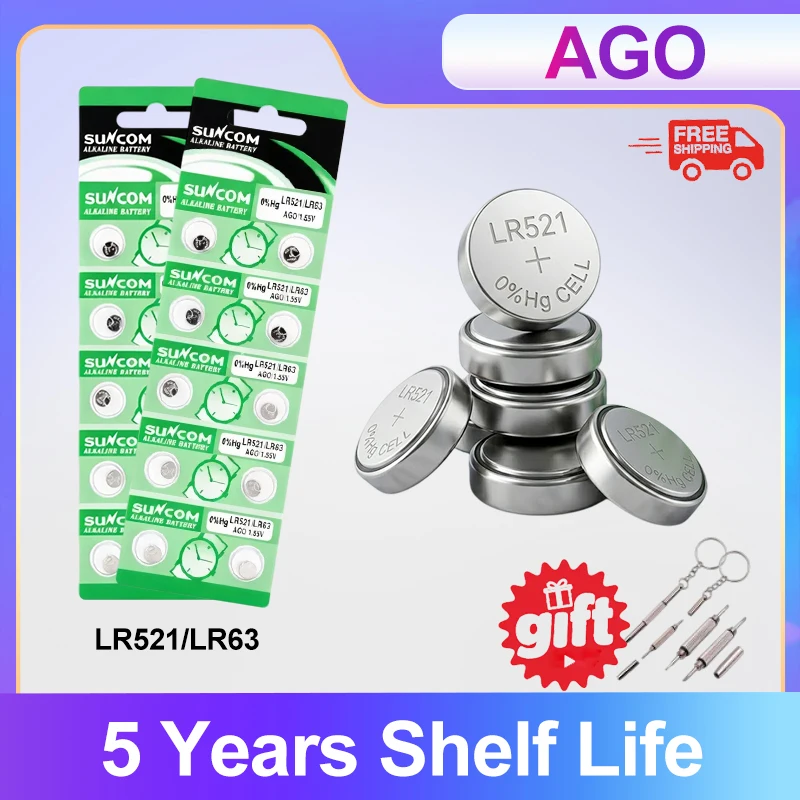 

20-50PCS AG0 LR521 SR521SW 379 379A 1.5V Alkaline Coin Cell Battery For Small Electronics Watch