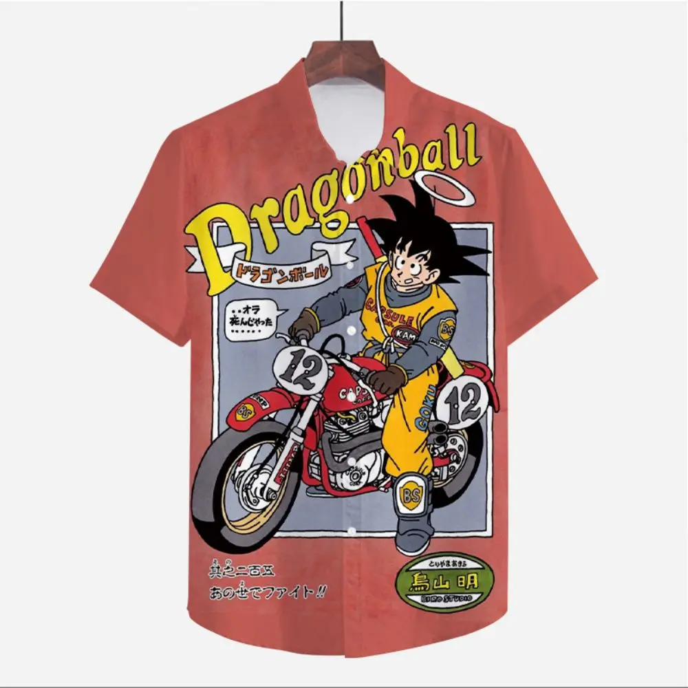 

Men's Clothes Seaside Trip Dragon Ball Z Shirt Anime Summer Streetwear Beach Style Goku Vegeta Cute 5XL Oversized Cool Harajuku