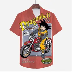 Men's Clothes Seaside Trip Dragon Ball Z Shirt Anime Summer Streetwear Beach Style Goku Vegeta Cute 5XL Oversized Cool Harajuku