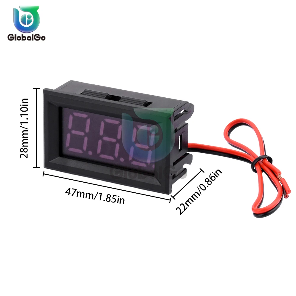 2 Wire Digital Voltmeter DC 5-120V LED Voltage Panel Meter Red/Blue/Green Voltage Monitor Tester Gauge for Motorcycle Car