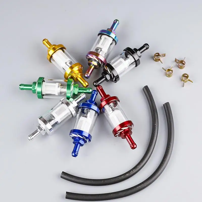 Motorcycle Fuel Filter Kit Washable Filter For  Fuel Lines With Fuel Hose Clamps Universal For Dirt Bike ATV Scooter