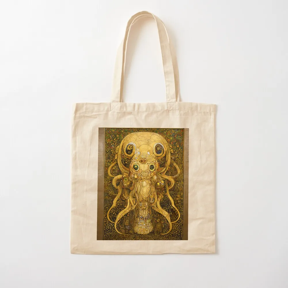 

Cthulhu via Klimt #5 Gustav Klimt Vienna Secession HP Lovecraft Tentacles Tote Bag tote woman Canvas