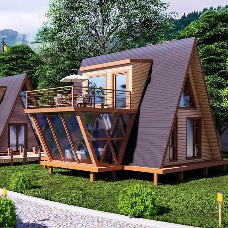 Triangular Wooden House Mobile Assembly Homestay Wooden House Small Apartment Villa Landscape Garden Wood