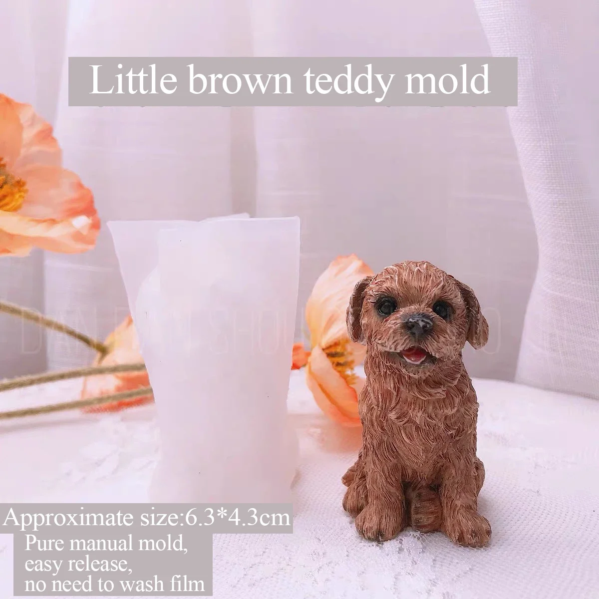 Three-Dimensional Silicone Mold for Aromatherapy Plaster DIY, Cute Teddy Dog, Manual Grinding Tools, Drop Glue