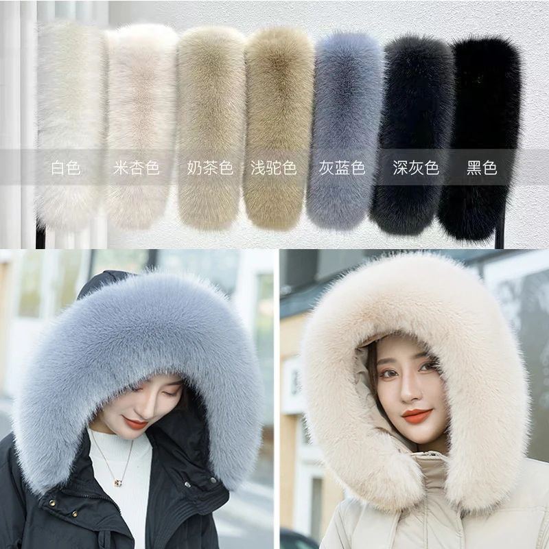 Faux Fox Fur Scarf Winter Hood Fur Decor Shawl Multicolor Fake Fur Scarf Winter Coat Fur Collar