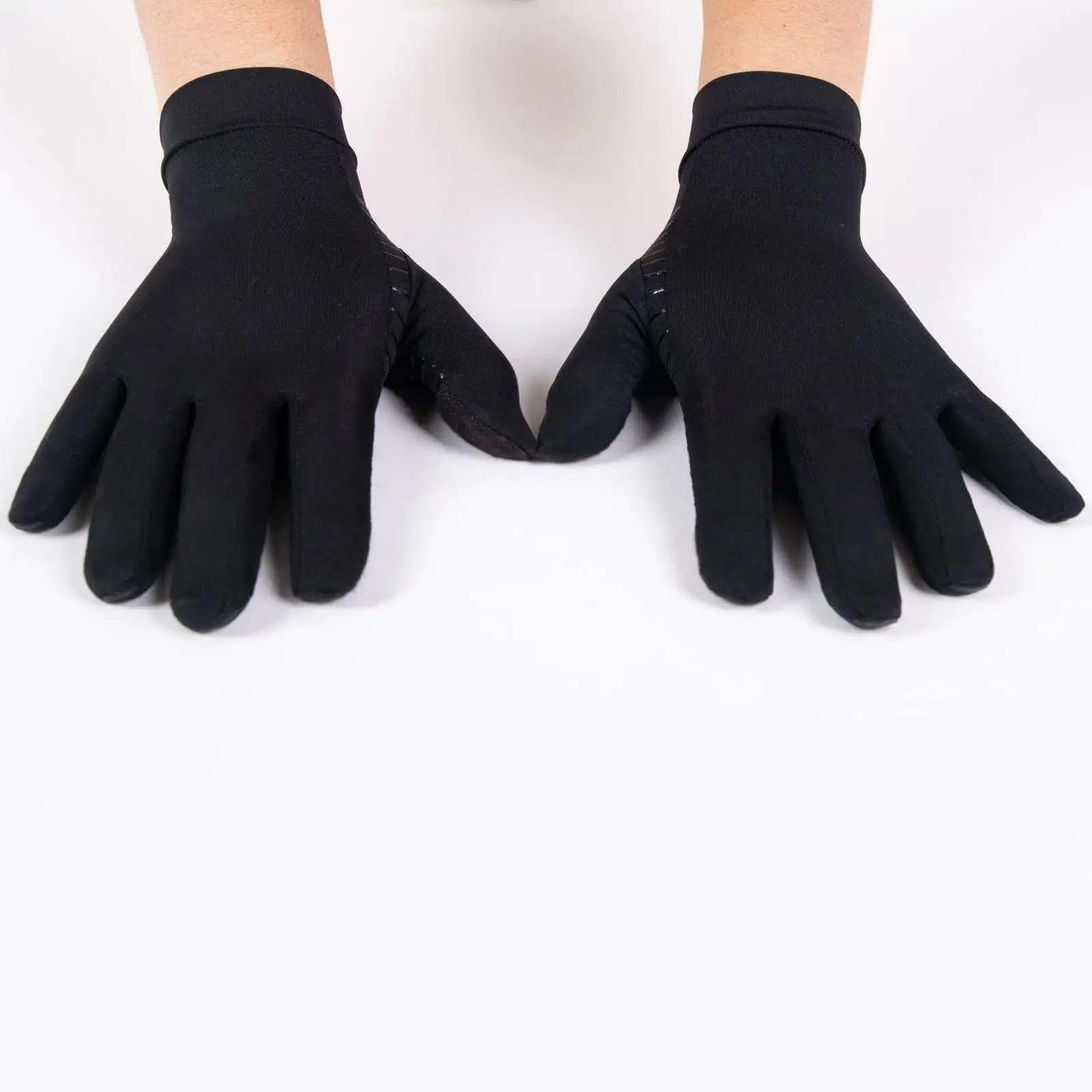 Mens Black Copper Fiber Spandex Thermal Gloves Cycling Driving